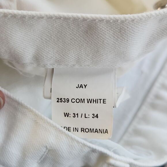 J. Lindeberg Jay Slim Fit Straight Leg 5 Pocket White Minimalist Jeans 31x34 - Picture 9 of 9